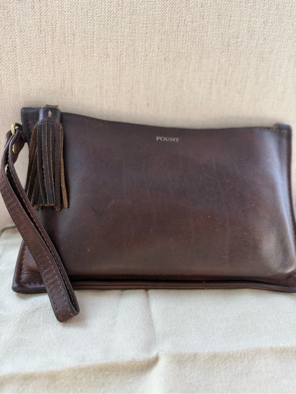 Fount Brown Leather Wristlet Clutch